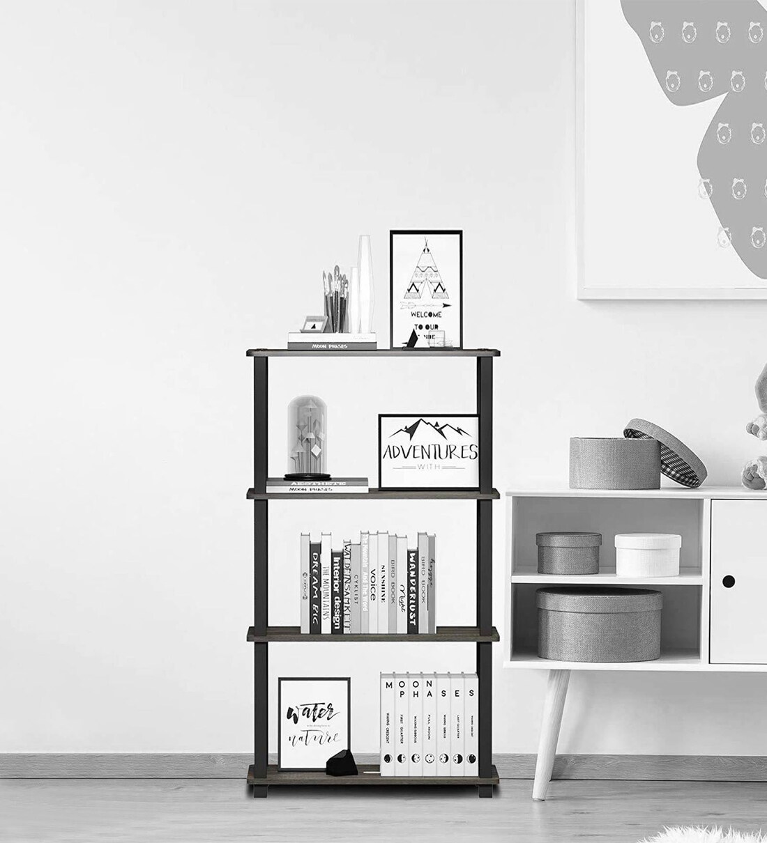 Buy 3 Layer Book shelves In Black Colour By Aysis Online Modern Book