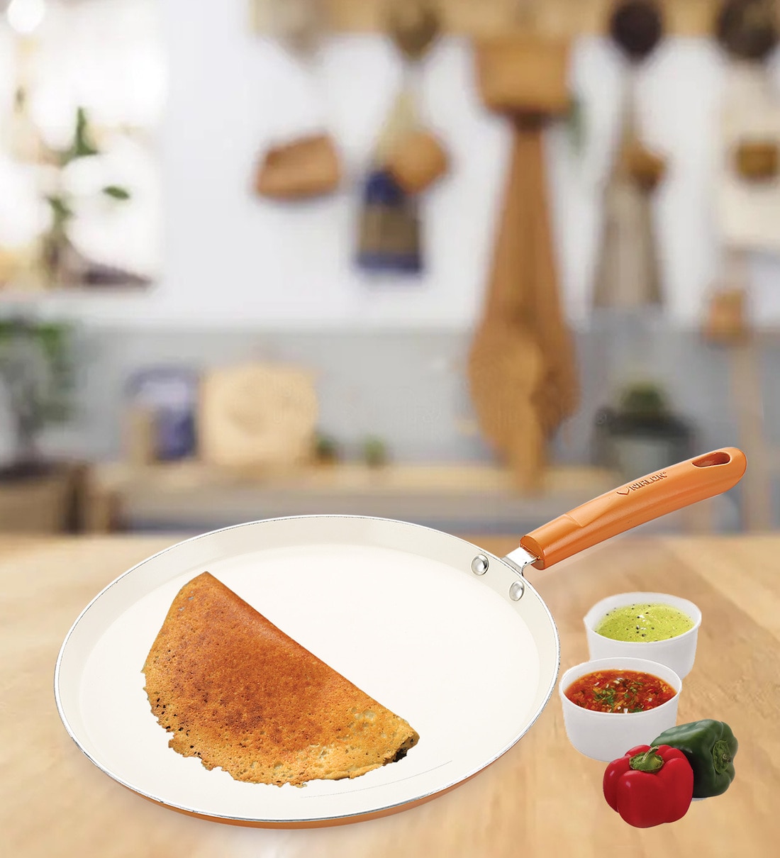 Black and Red Aluminium Non Stick Dosa Tawa, For Home, Size: 26mm