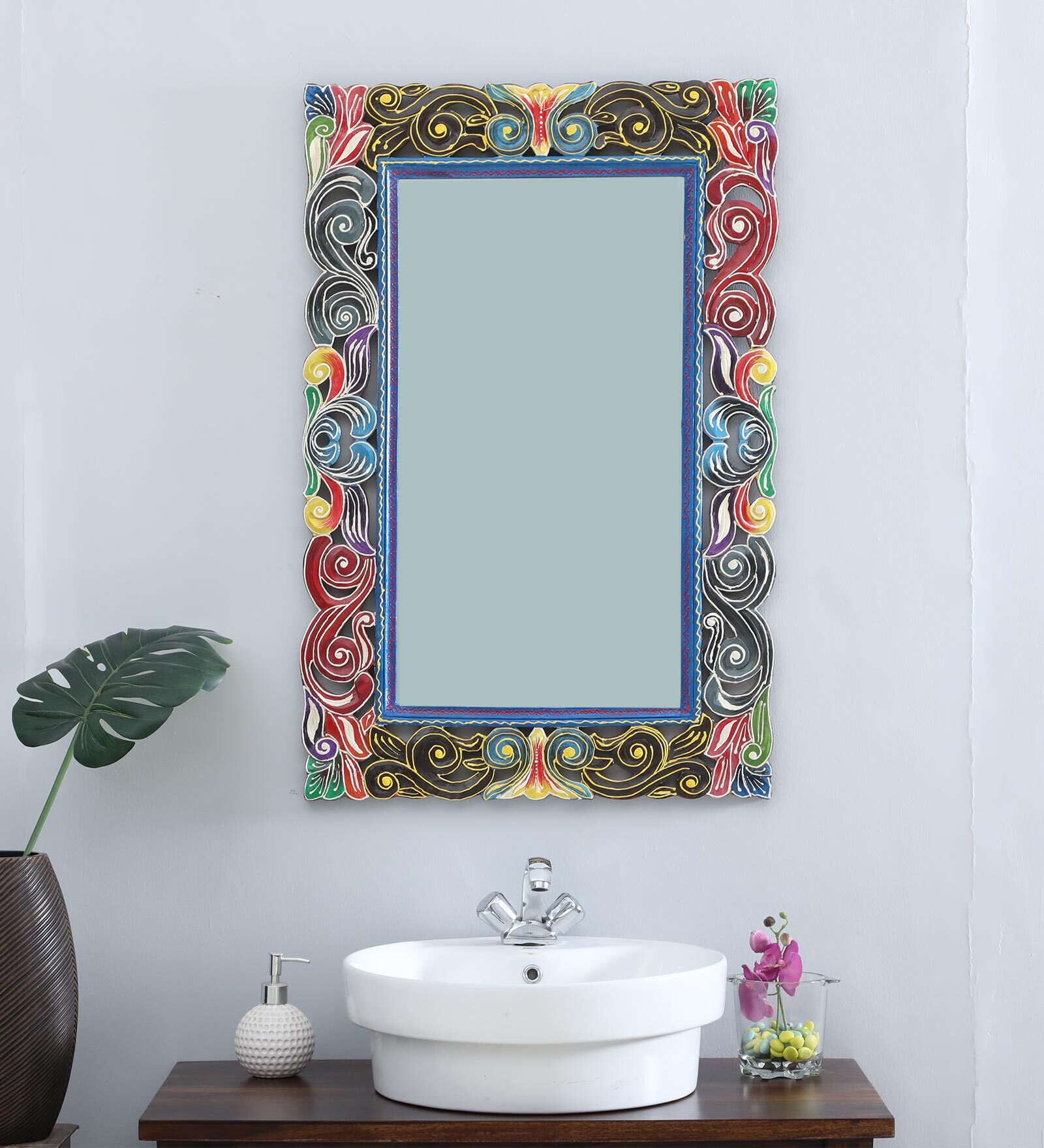 Multicolour Mango Wood Talent Wall Mirror
