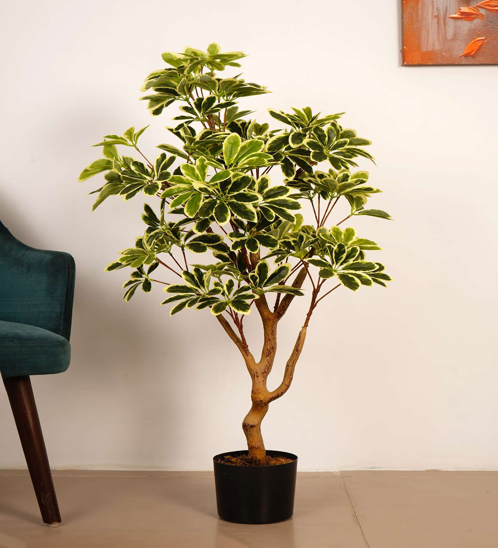 3.6Ft Artificial Umbrella Schefflera Tree Plant with Pot