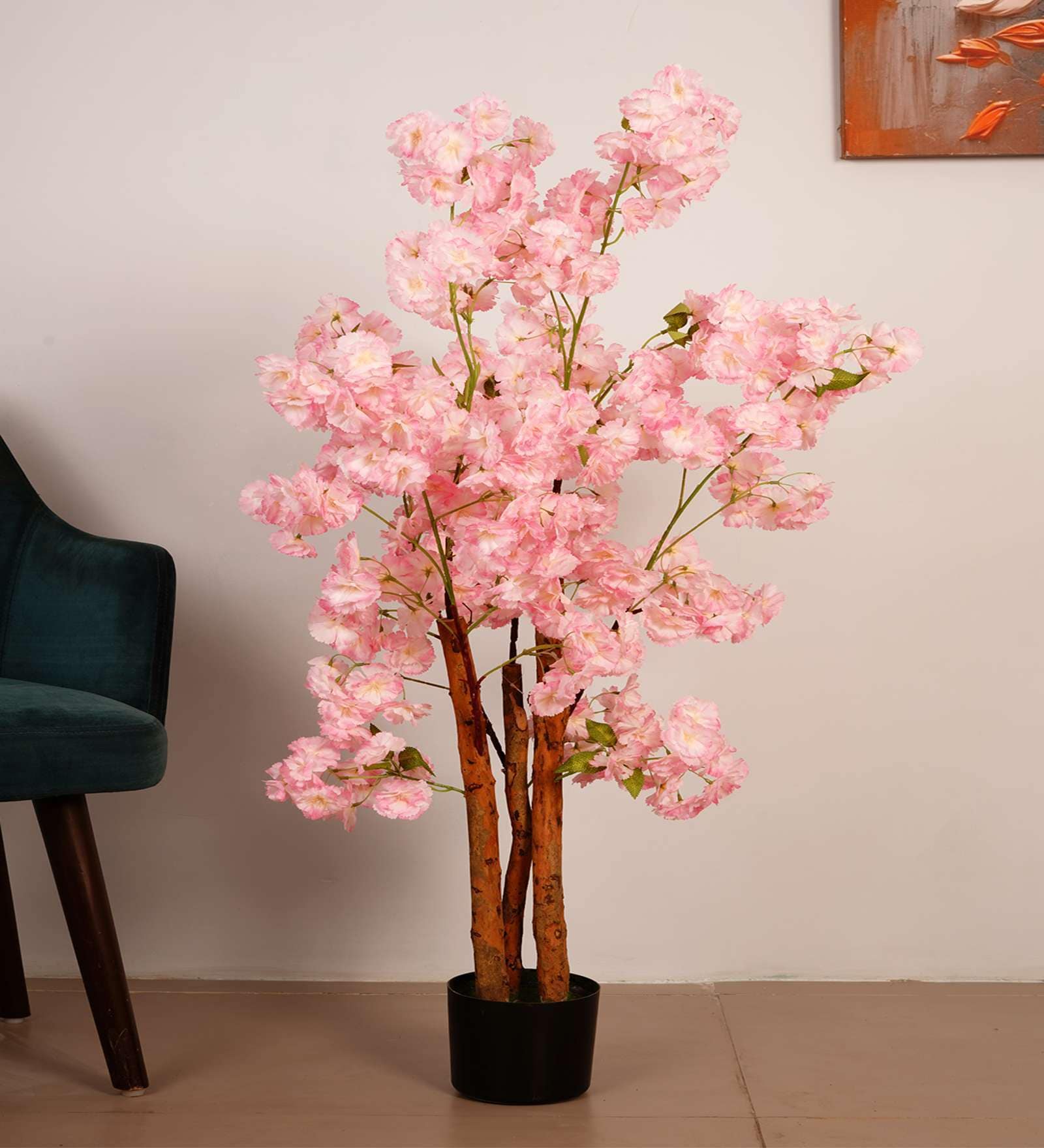 3.6Ft Artificial Pink Blossom Tree Plant with Pot