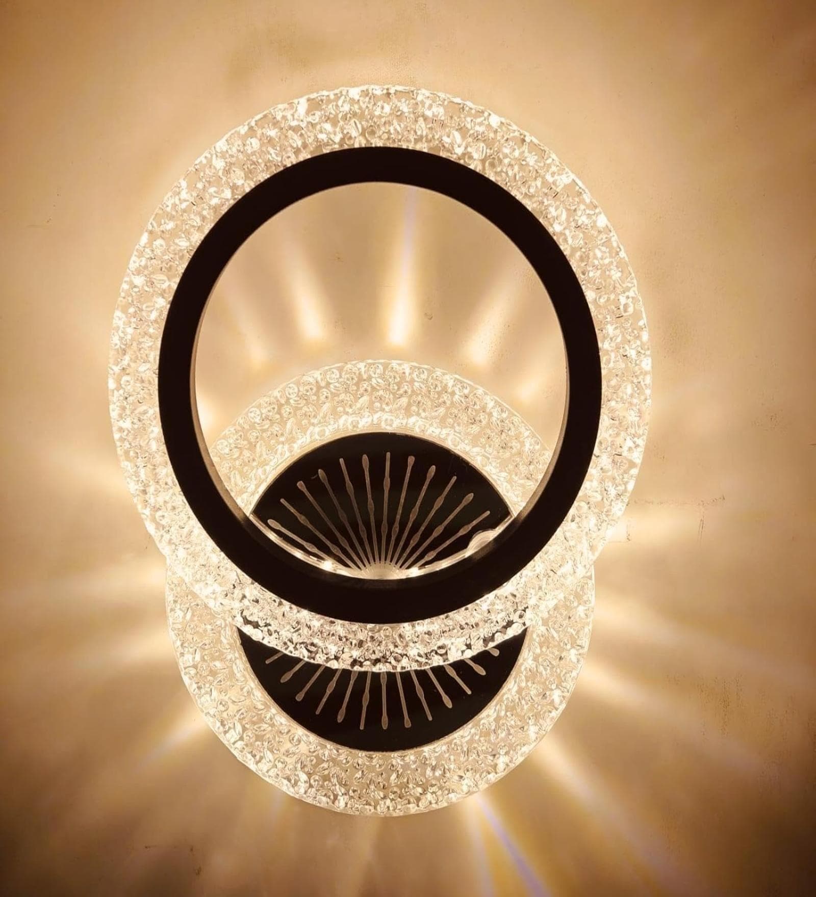 3 Color Modes (Warm, Neutral, Cool White) Modern Round Crystal LED Wall Lamp