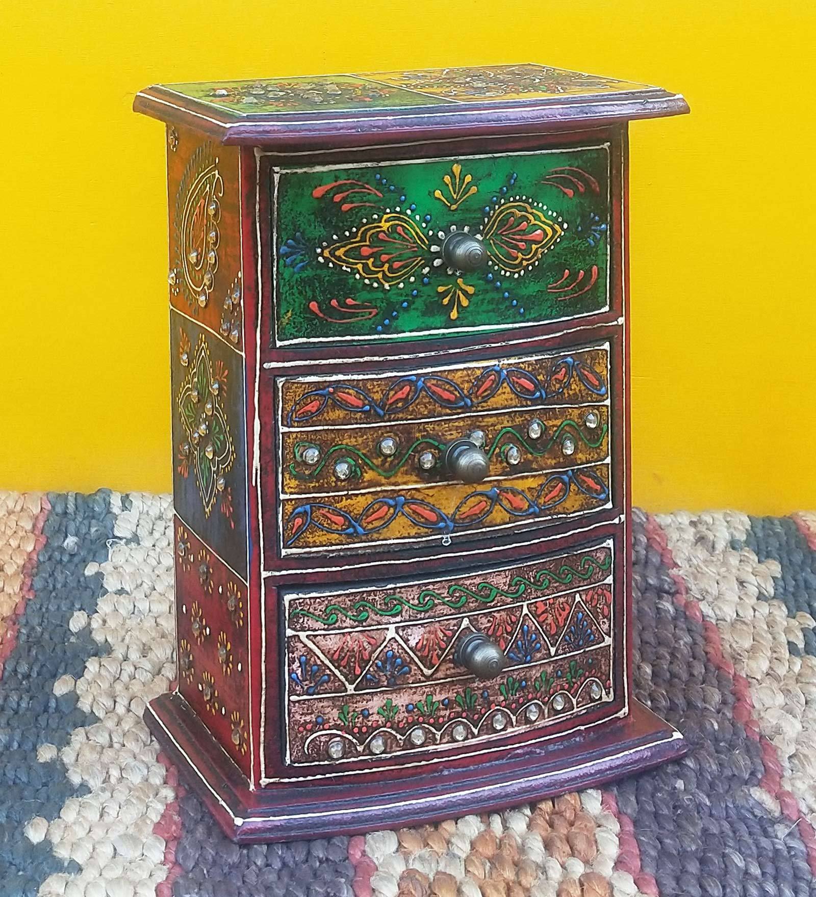 3
Compartments Mango Wood Trinket In Multicolor Desk Organizer