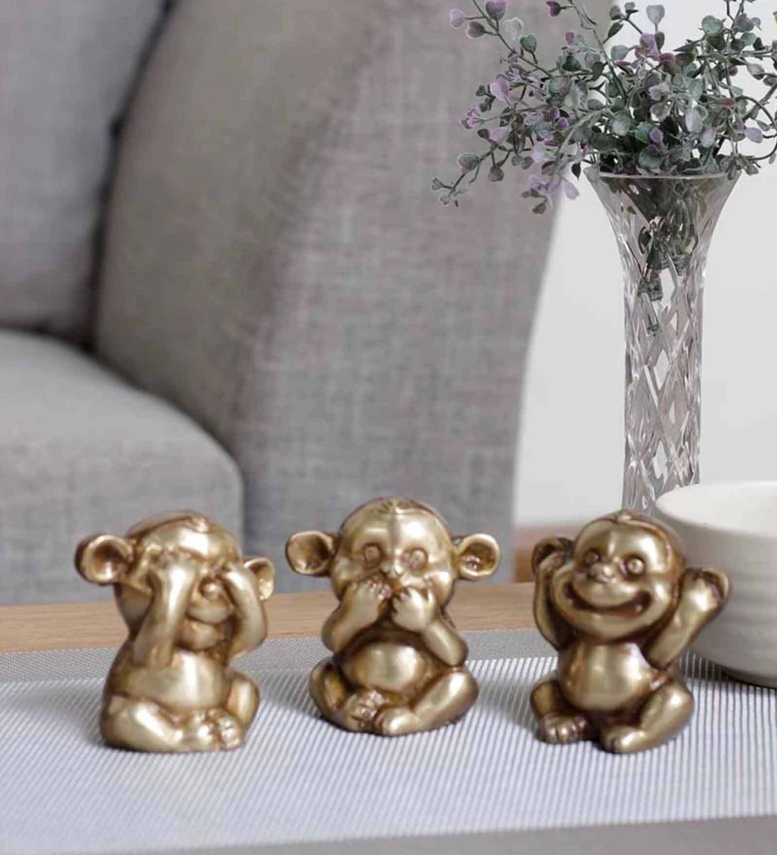 3 Musketeers Monkey (Set of 3) Brass Animal Figurine