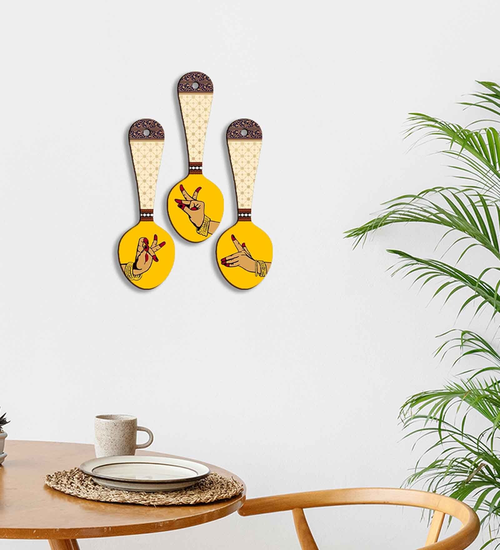 3 Pcs Hands Wooden New Spoons Hanging