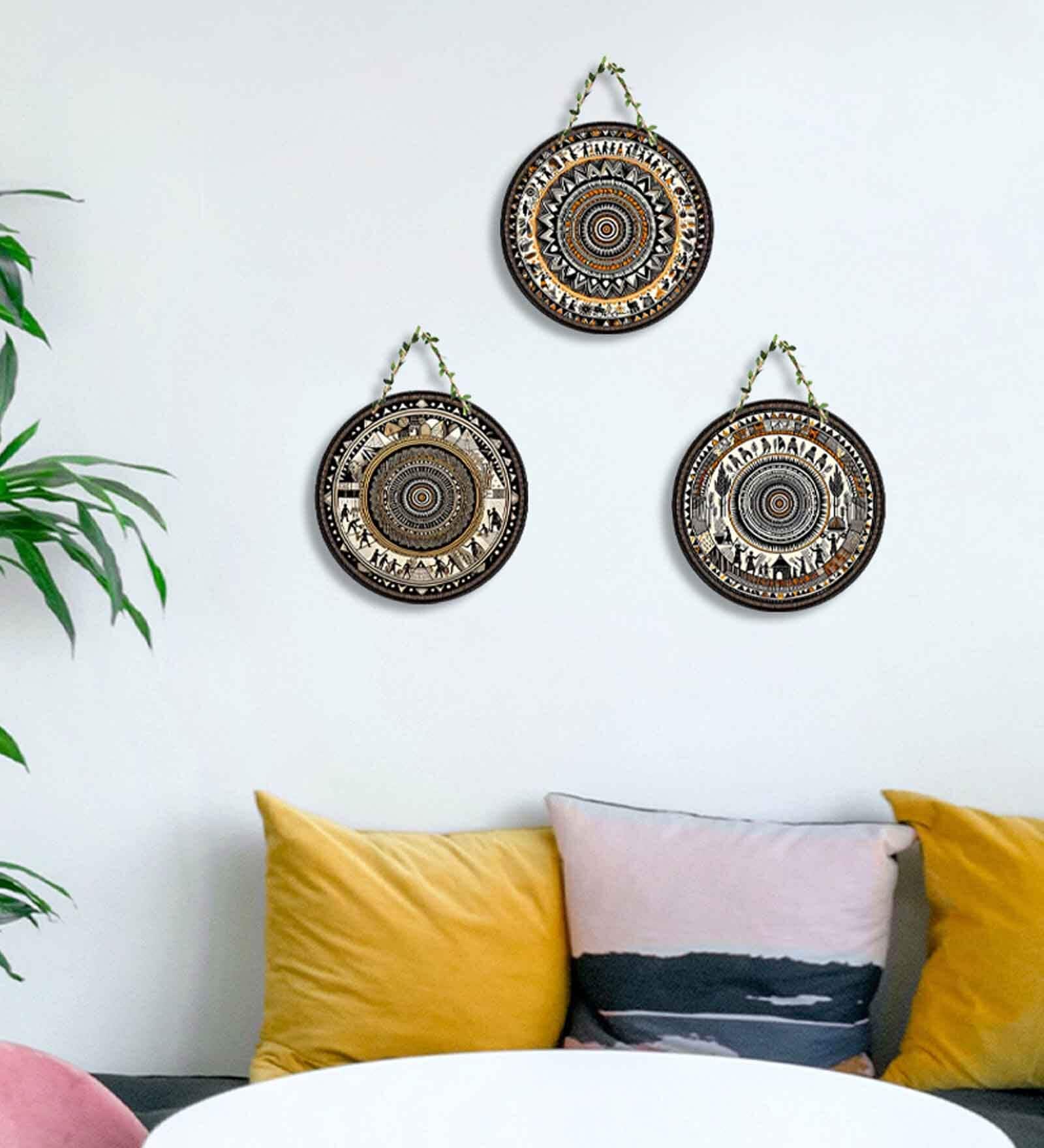 3 Pcs Traditional Wooden Circle Set Hanging
