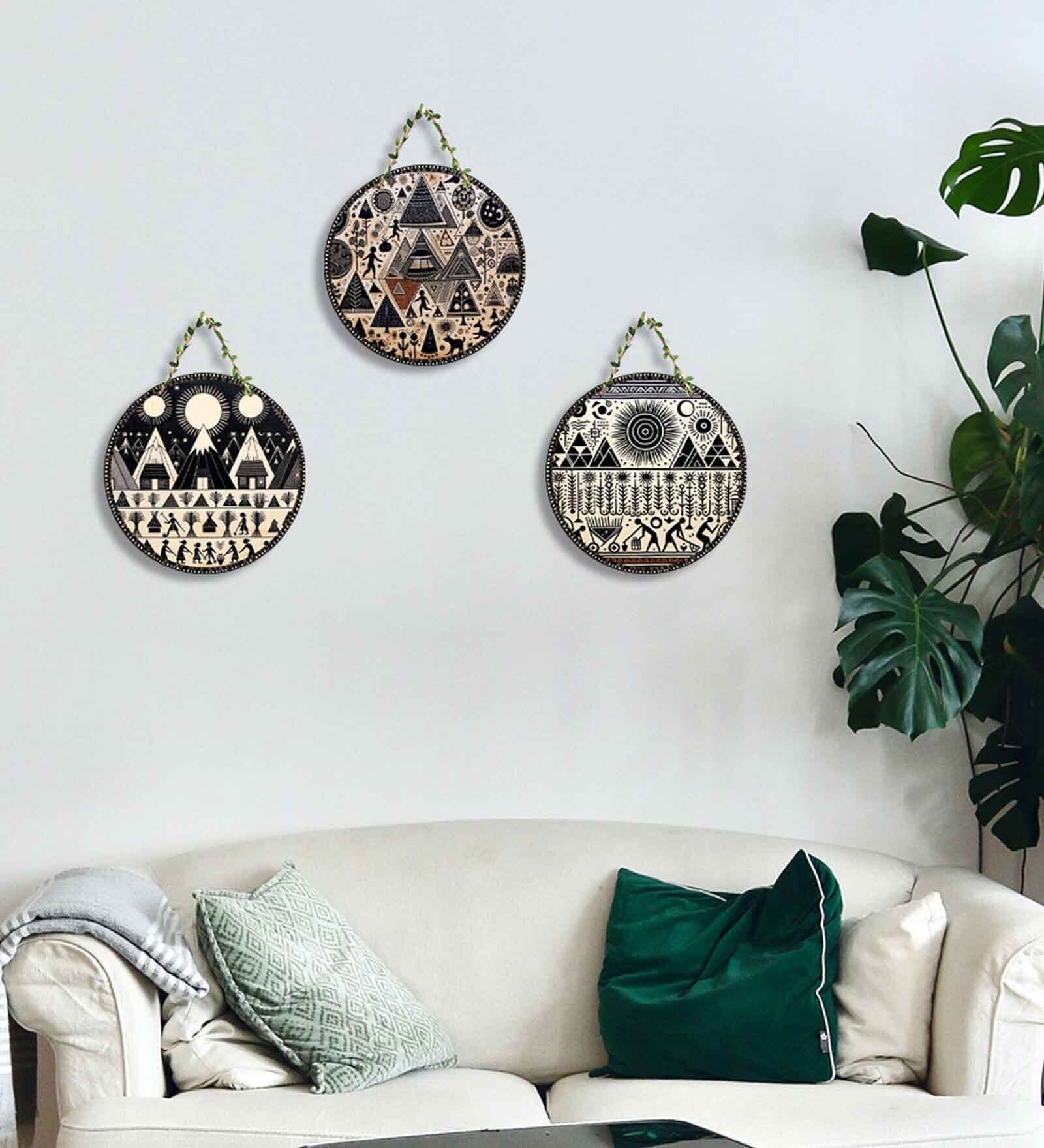 3 Pcs Traditonal Wooden Circle Set Hanging