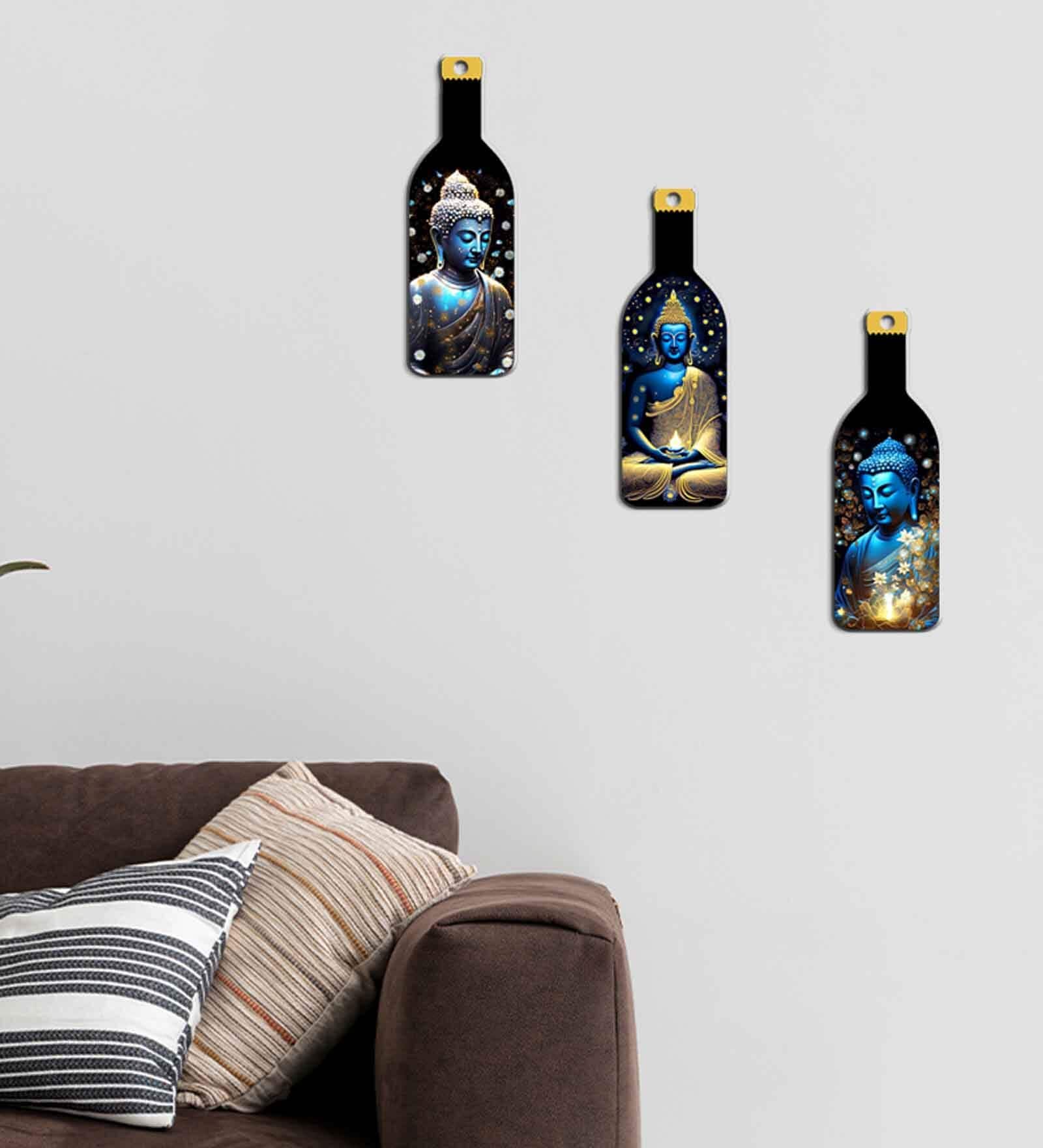 3 Pcs Budhha Wooden New Bottles Hanging