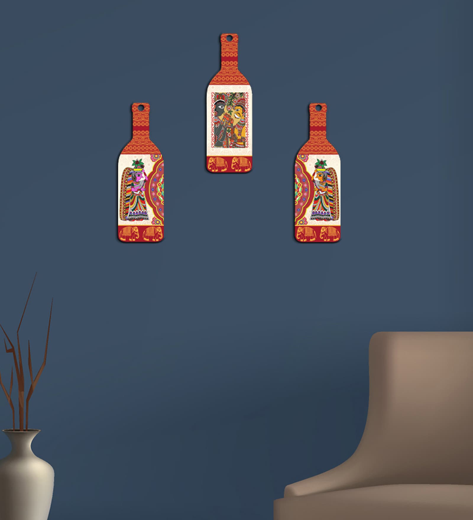 3 Pcs Joker Wooden New Bottles Hanging