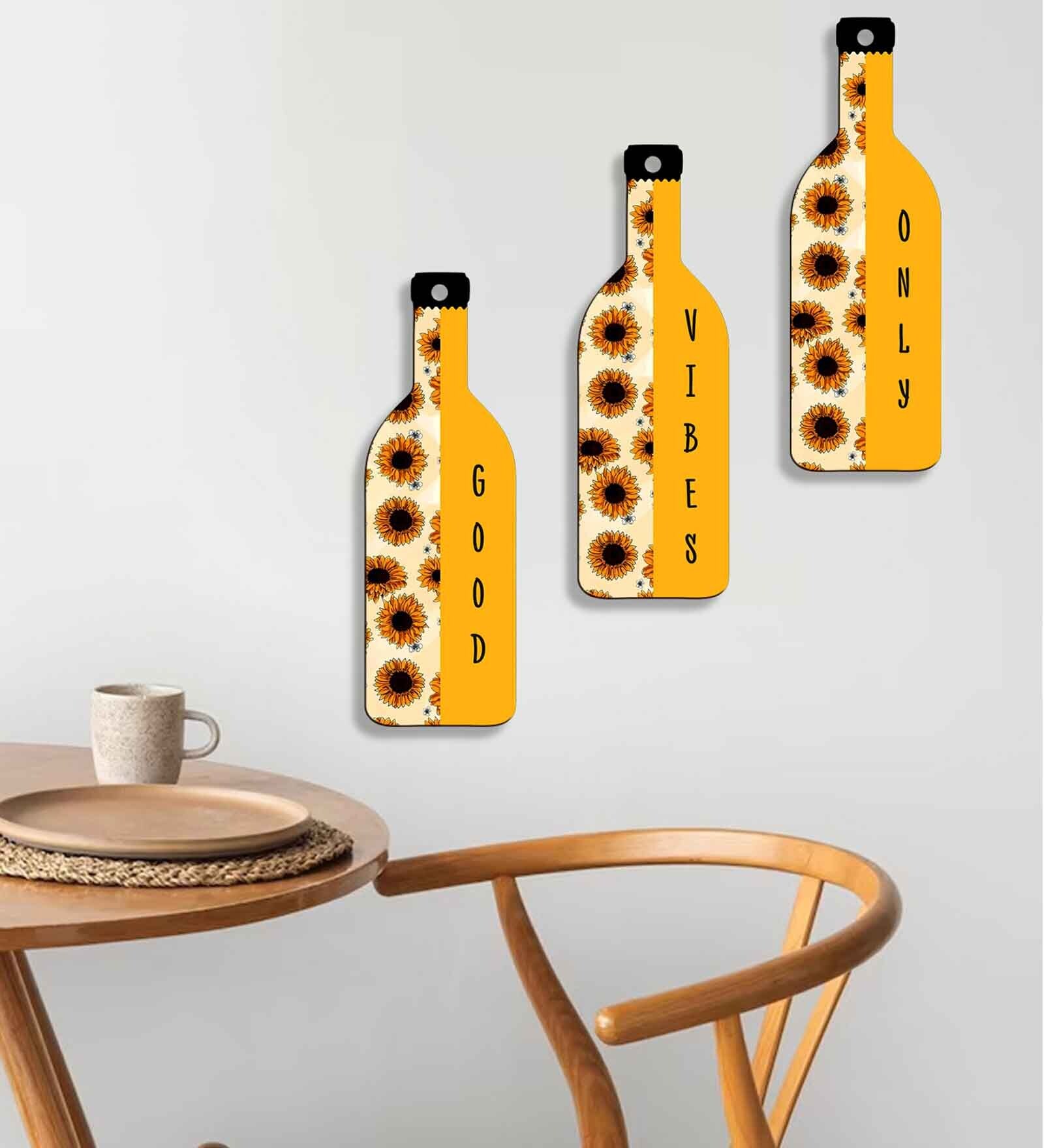 3 Pcs Good Vibe Only Wooden Bottles Hanging