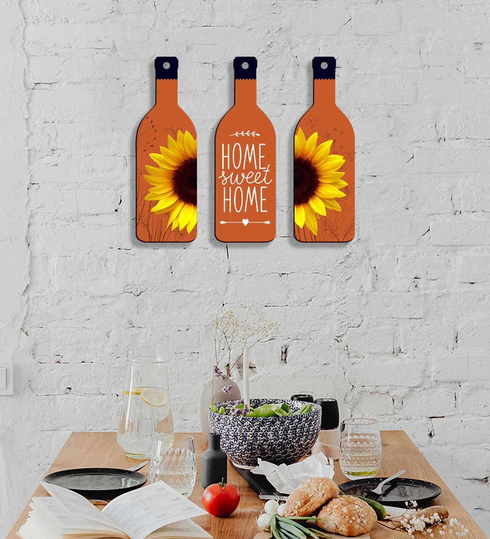 3 Pcs Home Sweet Home Wooden New Bottles Hanging