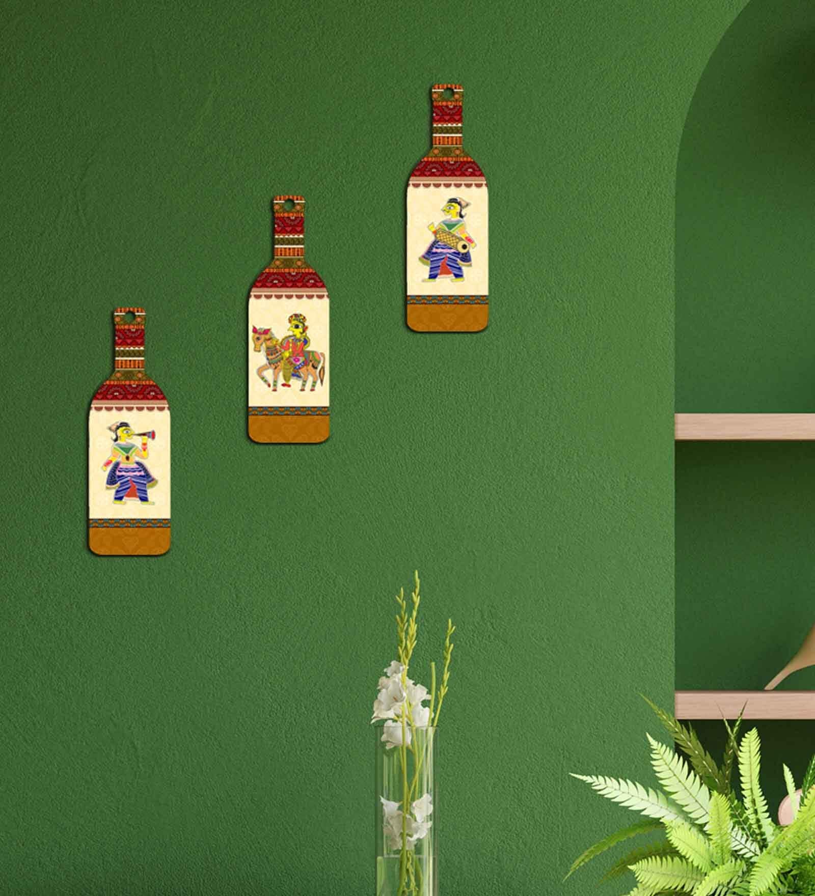 3 Pcs Horse Riding Wooden New Bottles Hanging