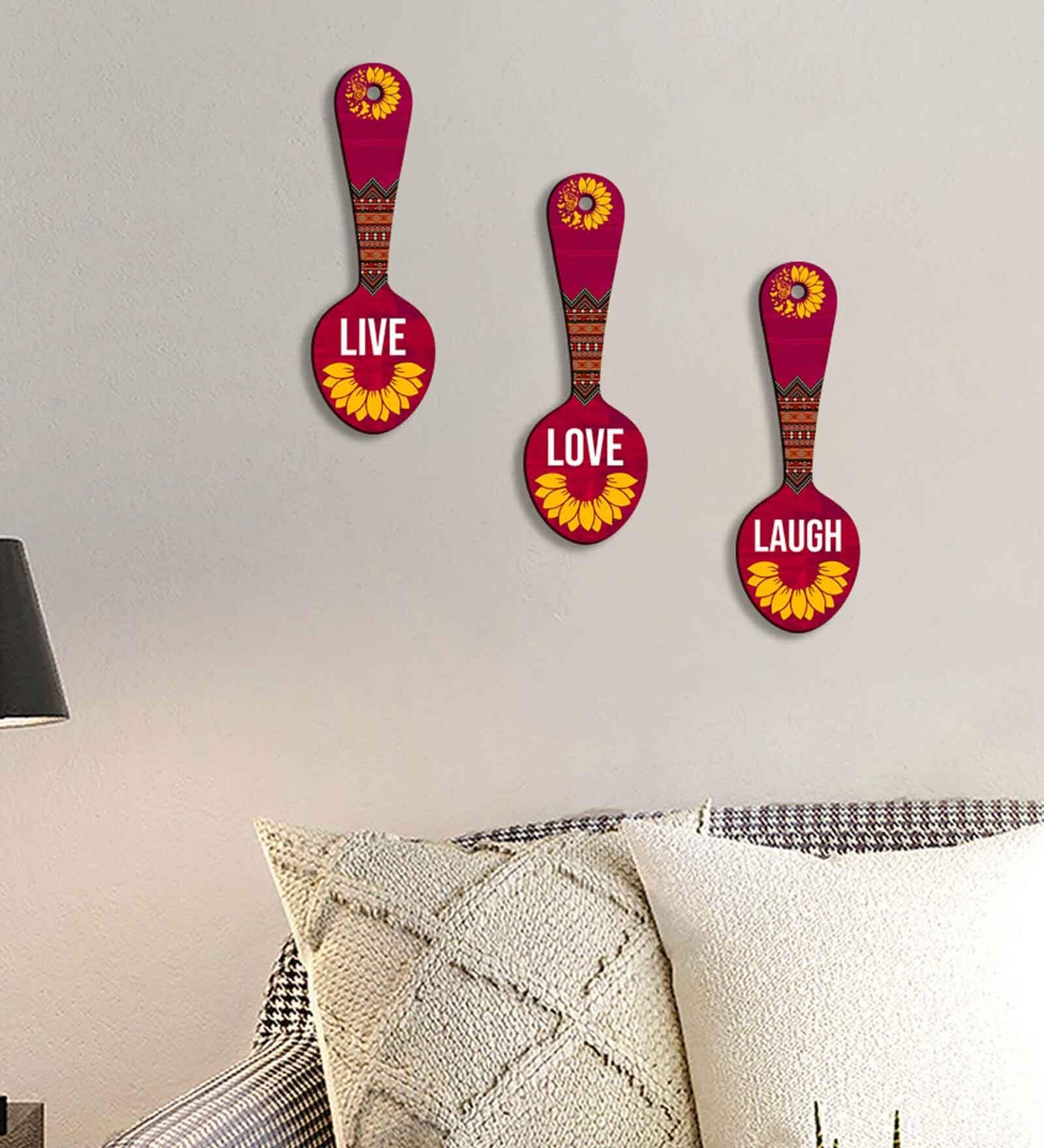 3 Pcs Live Wooden New Spoons Hanging