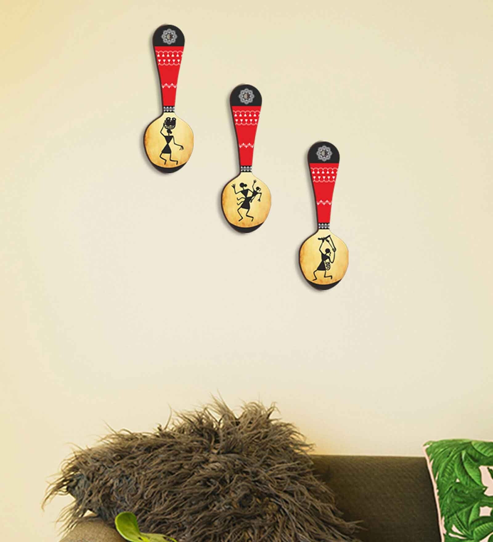 3 Pcs Dancing Wooden New Spoons Hanging