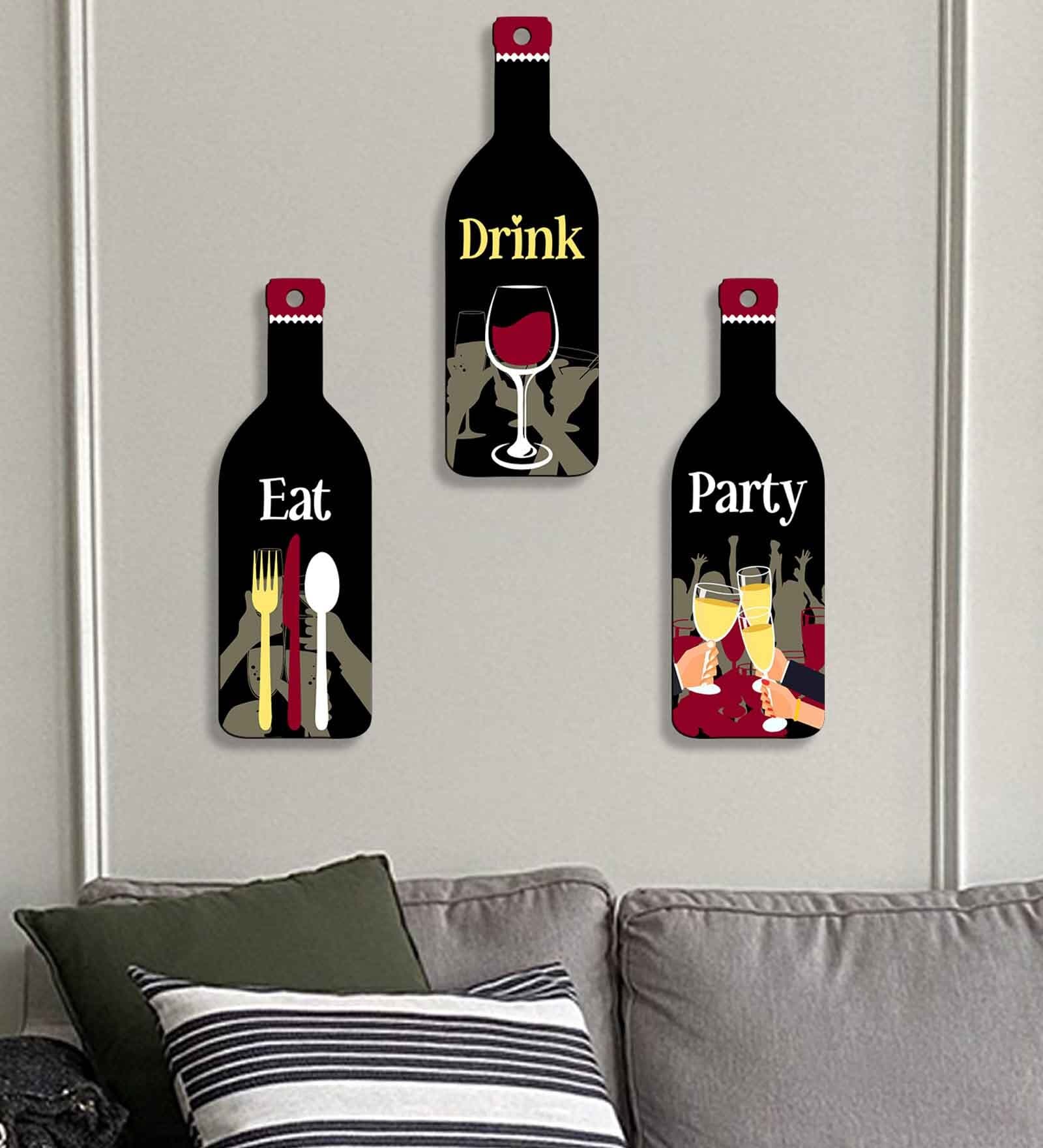 3 Pcs Party Wooden Bottles Hanging