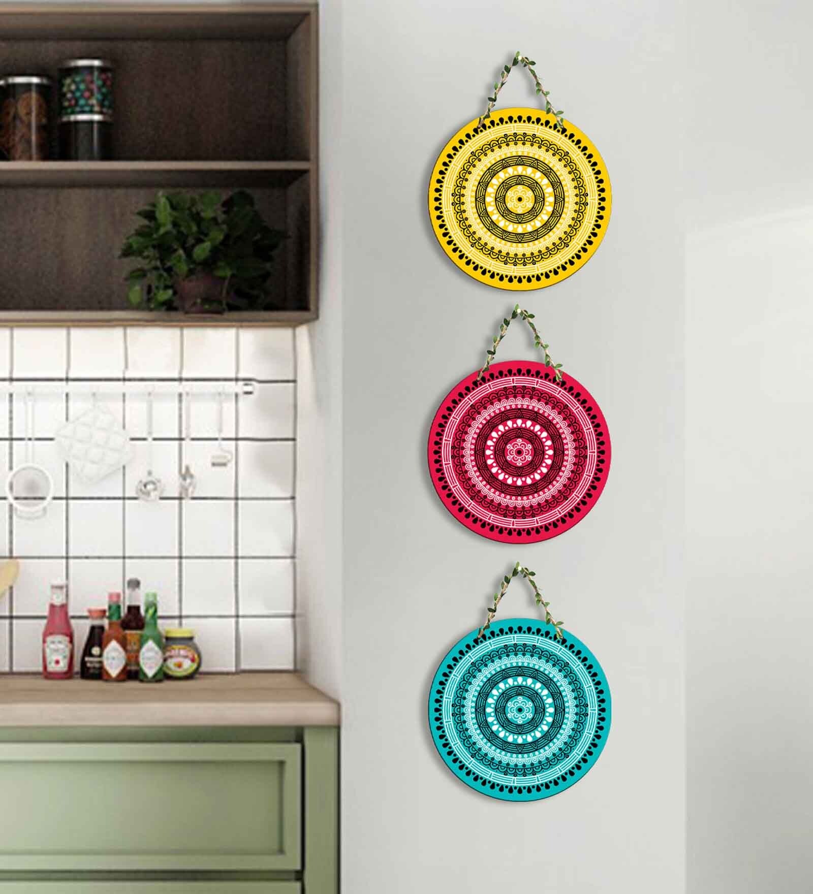 3 Pcs Circle Wooden Circle Set Hanging