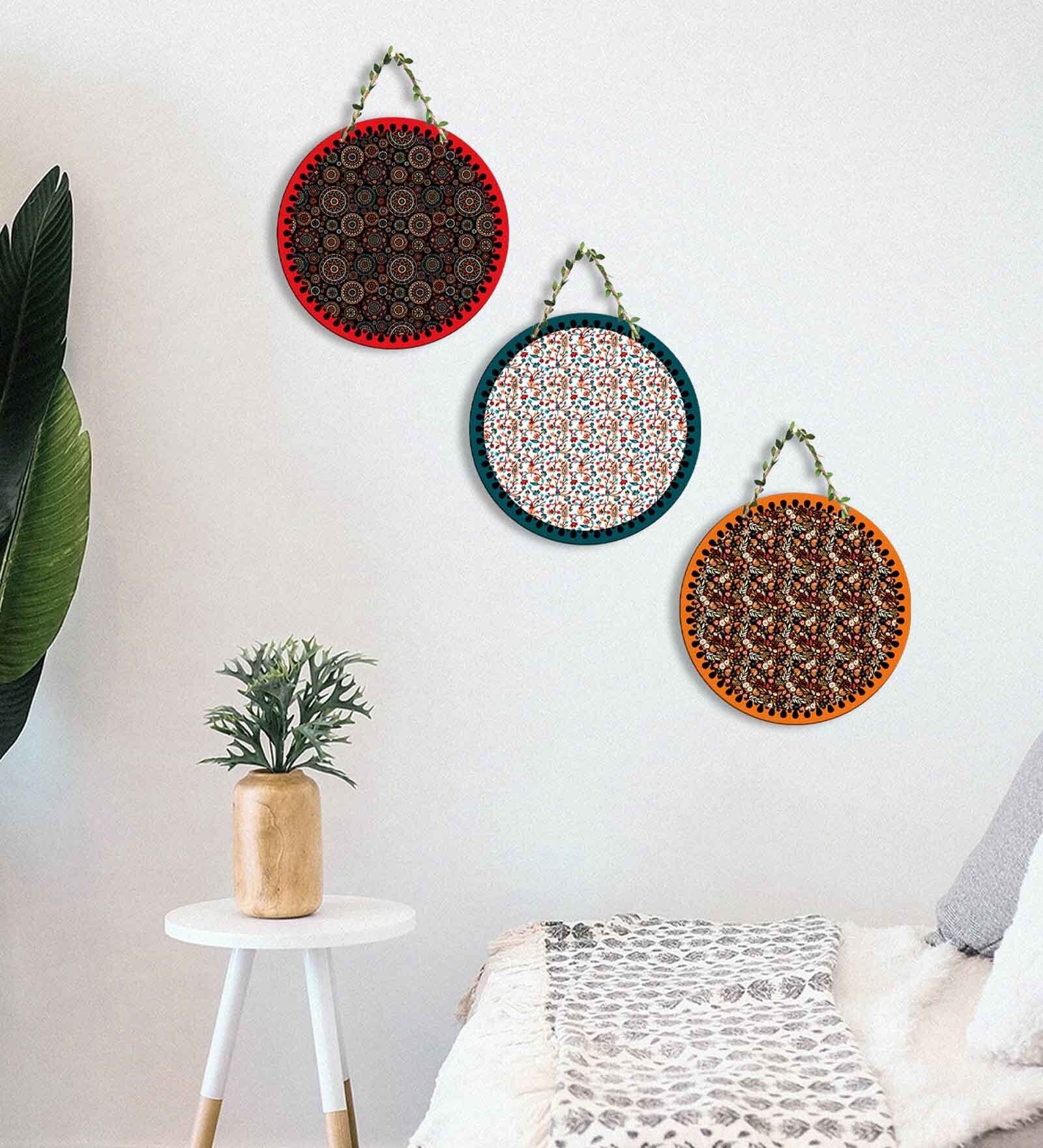 3 Pcs Geometric Wooden Circle Set Hanging