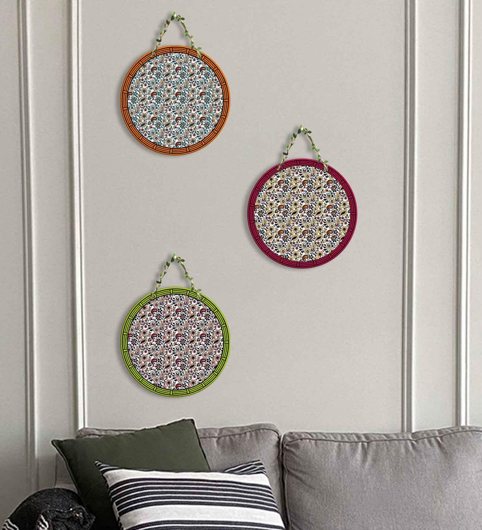 3 Pcs Abstract Wooden Circle Set Hanging