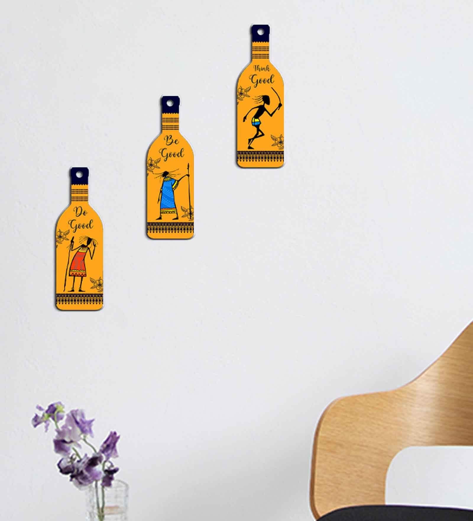 3 Pcs Stone Age Wooden New Bottles Hanging