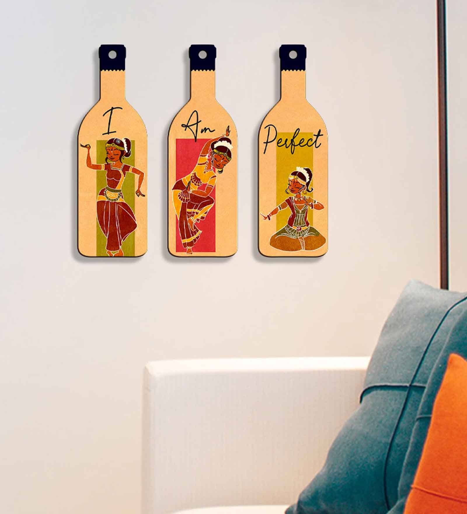 3 Pcs I Am Perfect Wooden New Bottles Hanging