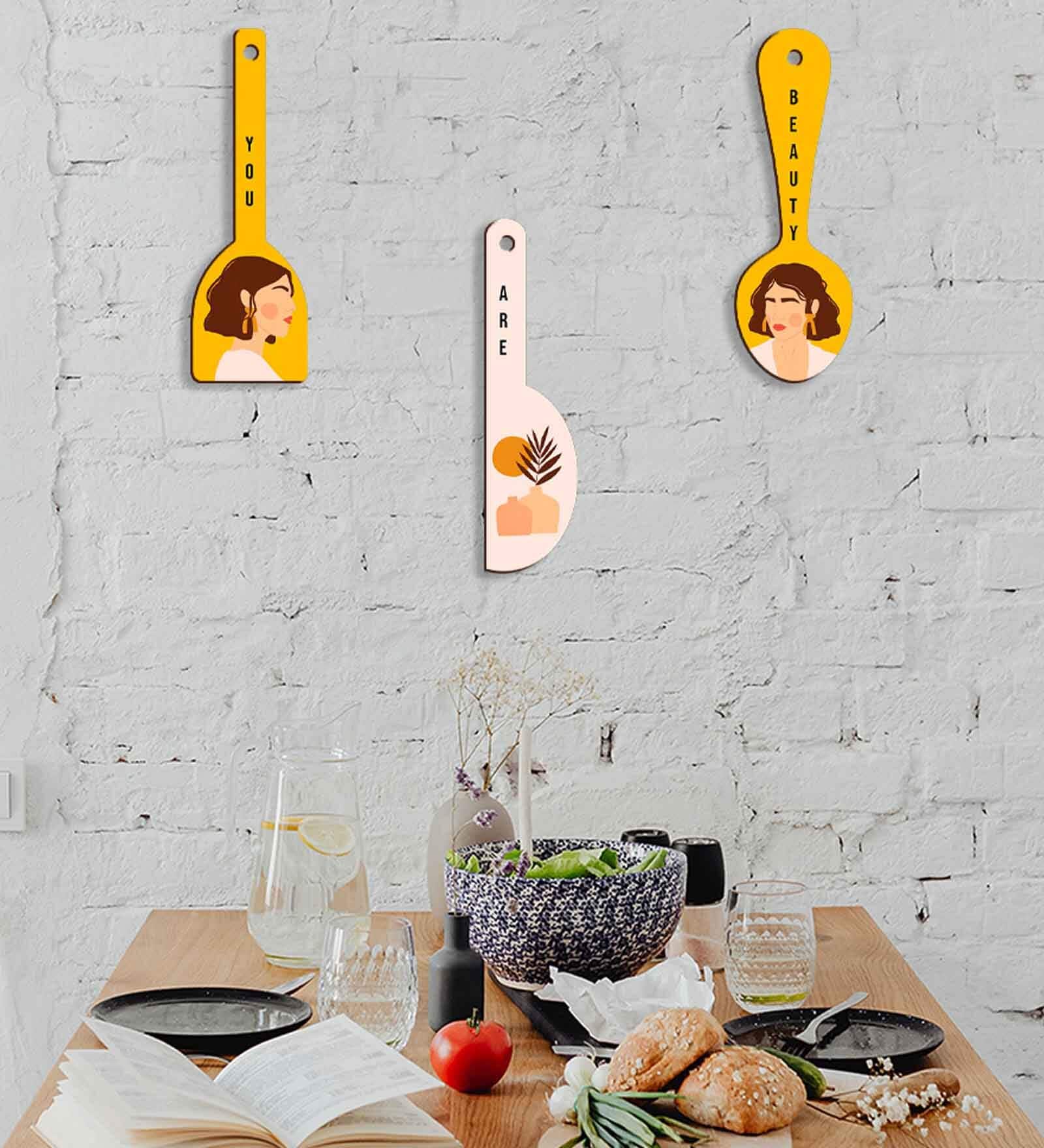 3 Pcs Lady Wooden New Spoons Hanging