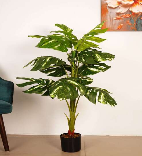 3.1Ft Artificial Variegated Monstera Plant with Pot