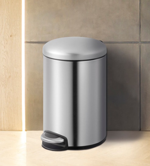 3+3 Litre Metallic Stainless Steel Dustbin