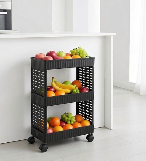 3 Layer Storage Organizer Slim Rack Shelf With Wheels