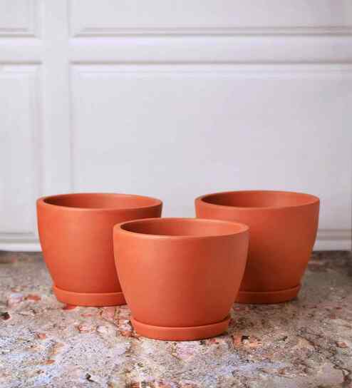 3 Pcs Red Terracotta 8.5 Inchs Planters