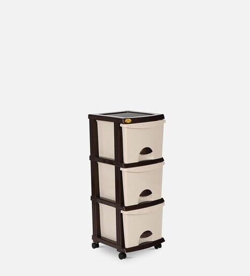 3 Tier 250 Storage Cabinet in Beige & Wenge Colour