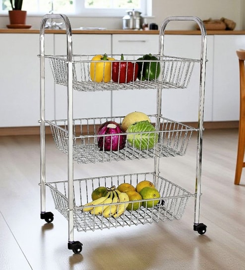 3 Tier Stainless Steel Kitchen Trolley By Amol