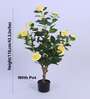 3.6Ft Artificial Camellia Flower Plant with Yellow Blooms with Pot