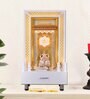 The Mandir Store Feet Swarnim White Wooden LED Mandir With Storage
