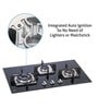 3 Burner Built In Glass Gas Hob with Italian Double Ring Brass Burner Auto Ignition