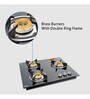 3 Burner Built in Glass Hob Top with forged brass burners Auto Ignition