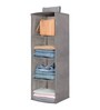 Grey Solid Plastic  Foldable Hanging Cloth Organiser With 4 Shelves