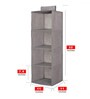 Grey Solid Plastic  Foldable Hanging Cloth Organiser With 4 Shelves