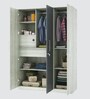 3 Door Wardrobe in Pearl Walnut & Grey Finish