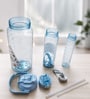 3-in-1 Blue Bottle Set with Straw & Lid