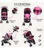 3 In 1 Grand Classy Baby Stroller & Pram In Pink Colour