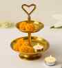 Gold Finish 3-Layer Tiered Metal Diya Stand