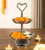 Silver Finish 3-Layer Tiered  Metal Diya Stand