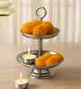 Silver Finish 3-Layer Tiered Metal Diya Stand
