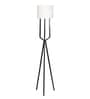 3 Legged Matte White Fabric Shade Floor Lamp with Black Base