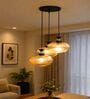 3-Light Amber Ribbed Glass Cluster Hanging Light