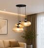 3-Light Amber Ribbed Glass Cluster Hanging Light
