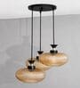 3-Light Amber Ribbed Glass Cluster Hanging Light