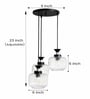 3-Light Clear Ribbed Glass Cluster Hanging Light