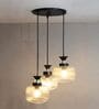 3-Light Clear Ribbed Glass Cluster Hanging Light