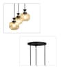 3-Light Clear Ribbed Glass Cluster Hanging Light